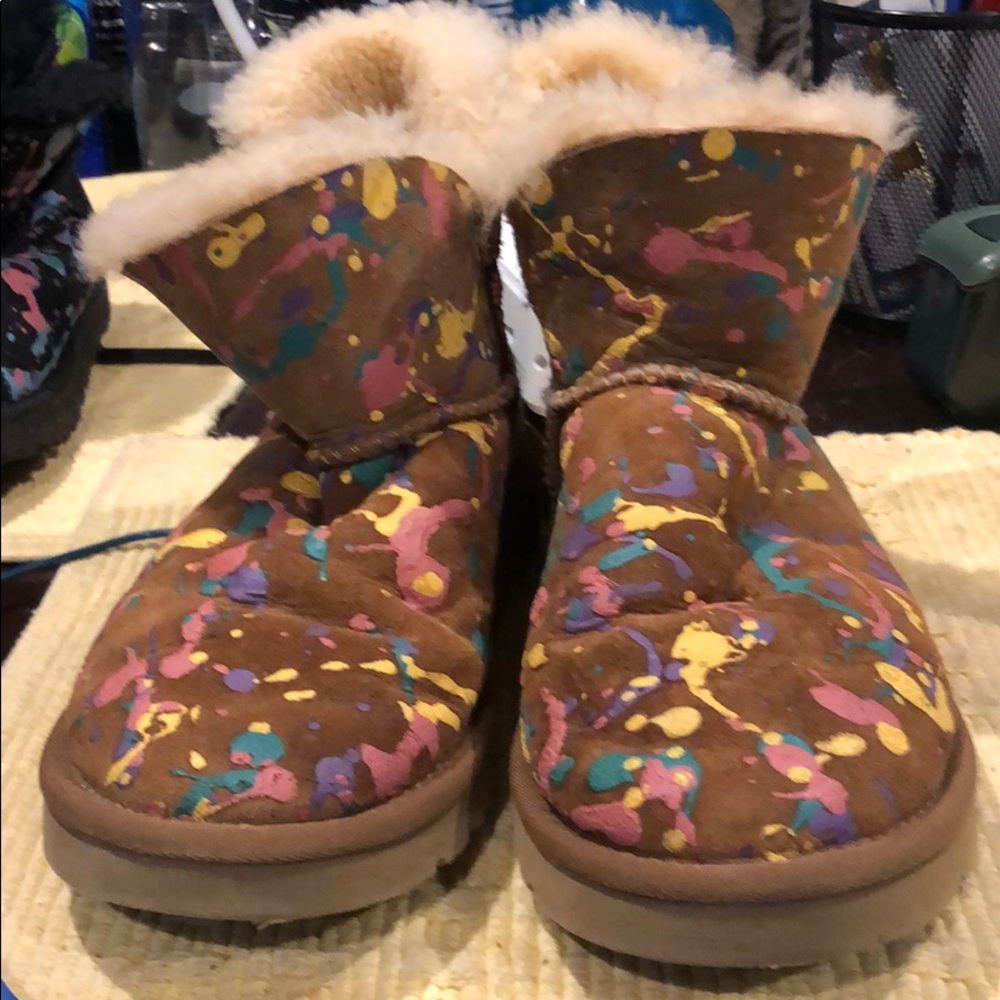 Ugg Mini Paint Splatter Bailey Button Boots - image 1